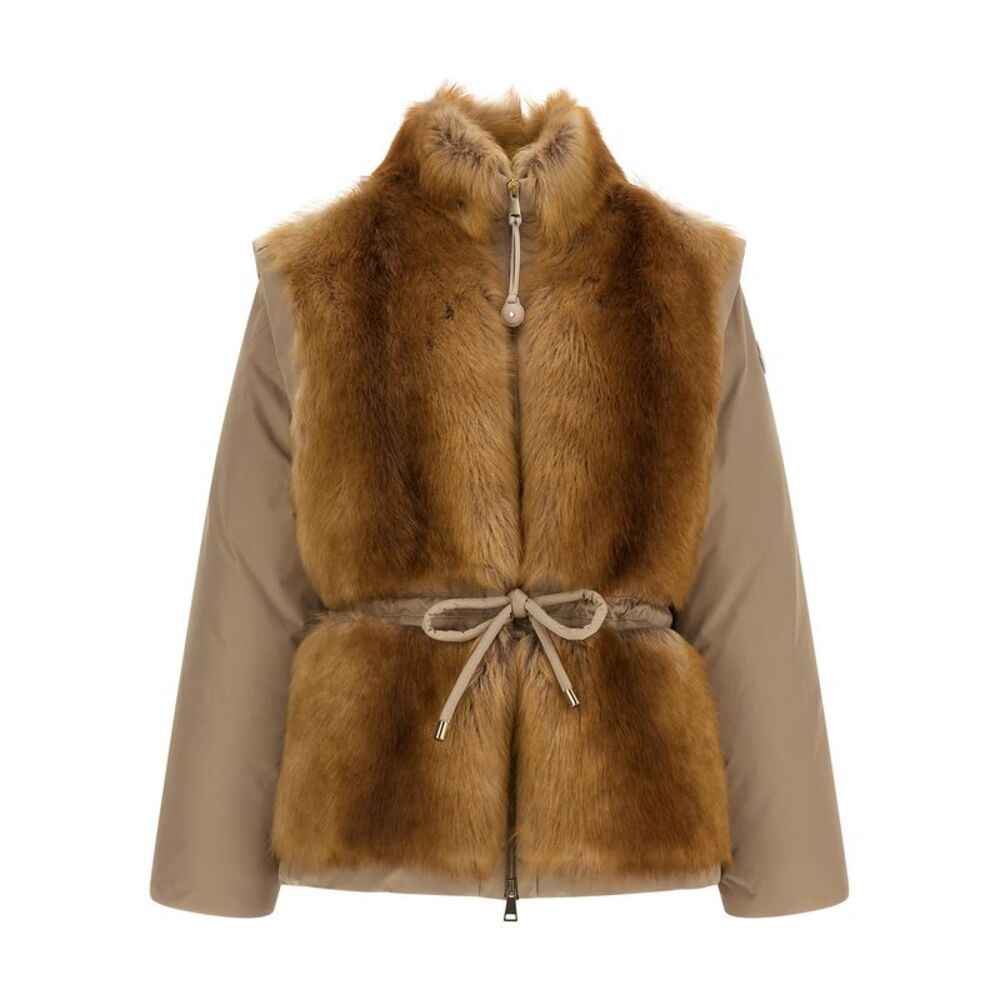 Moncler Beige Polyester Sleeveless Women's Jacket
